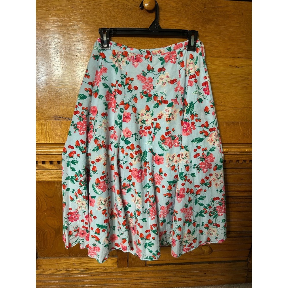 Ann Taylor Cottagecore Strawberry Cherry Floral Wrap Skirt Summer Midi Coquette